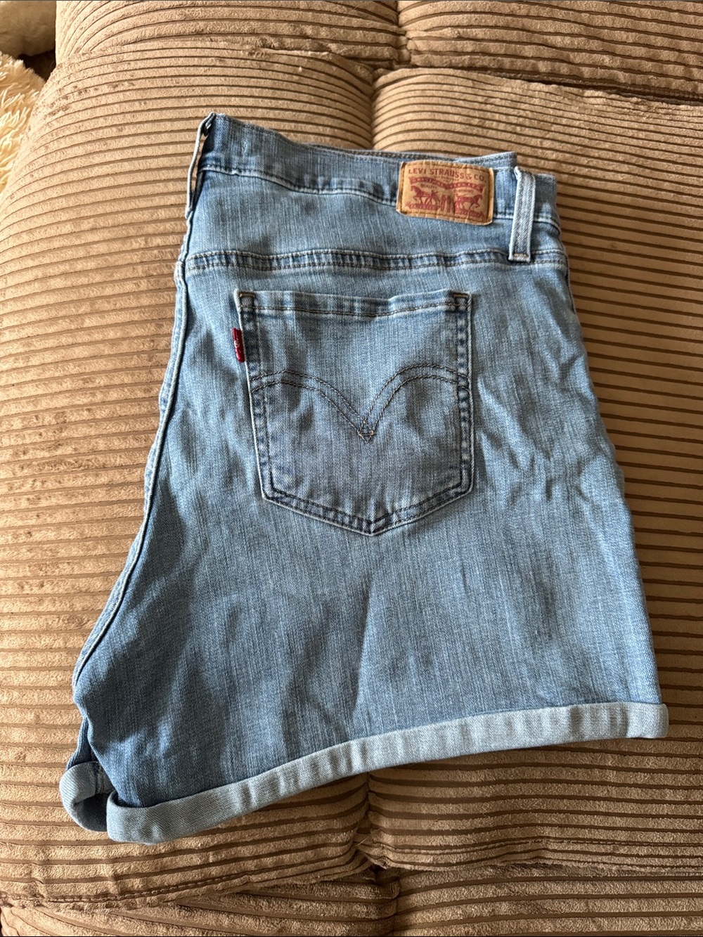 Levi's Light Blue Rolled Hem Denim Shorts